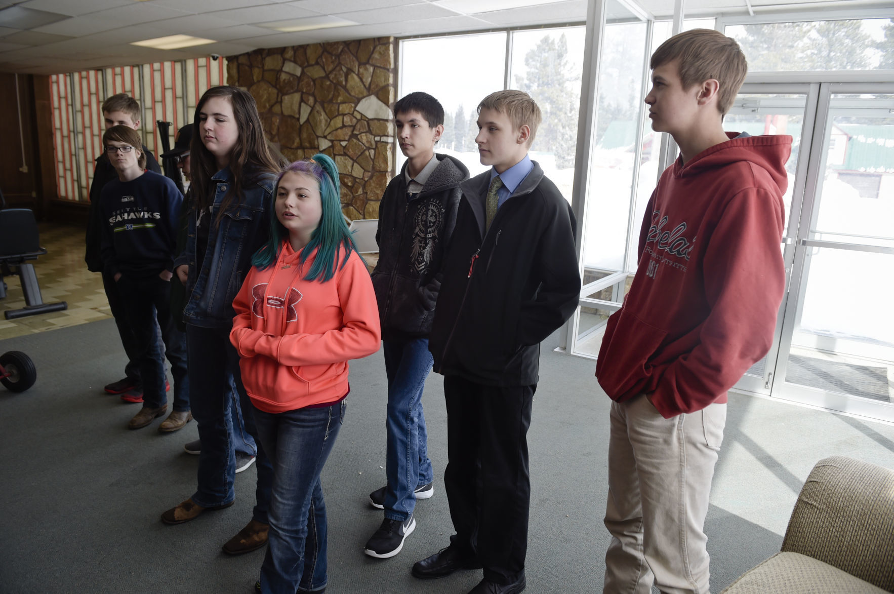 Students from Lincoln High School’s freshman entrepreneur class discuss the community fundraiser effort they are leading for the new recreation center in Lincoln.